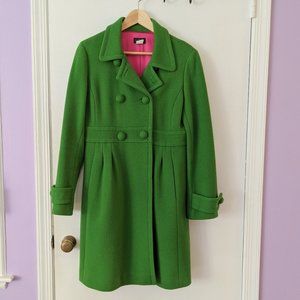 J. Crew Coat, Kelly Green Day Coat w/ Vintage Vibes